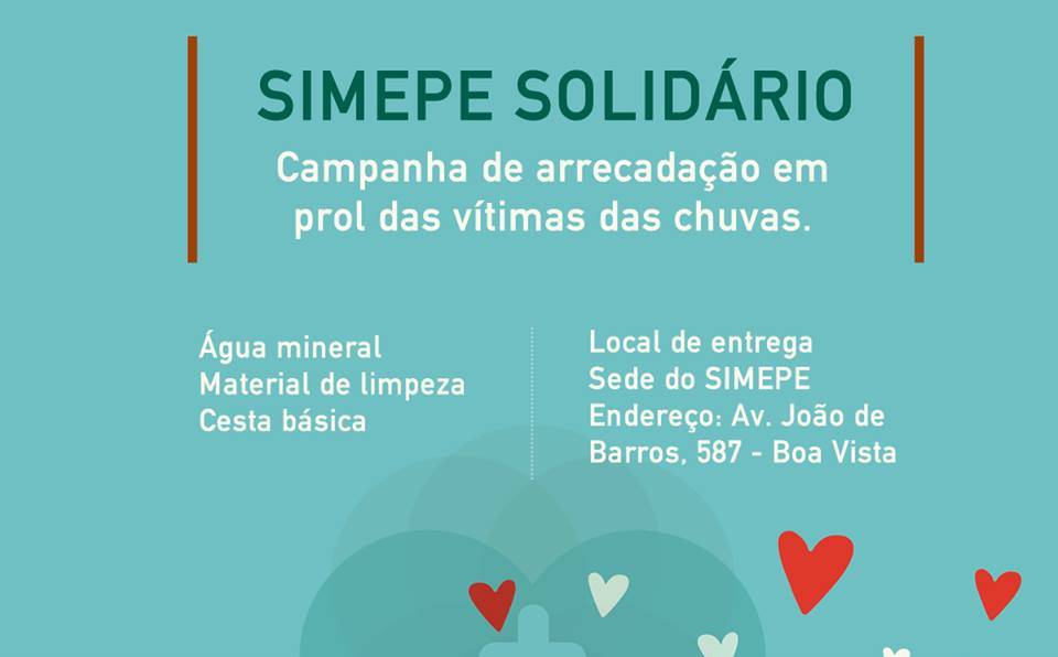 Leia mais sobre o artigo Simepe realiza campanha solidária para ajudar vítimas das chuvas em PE