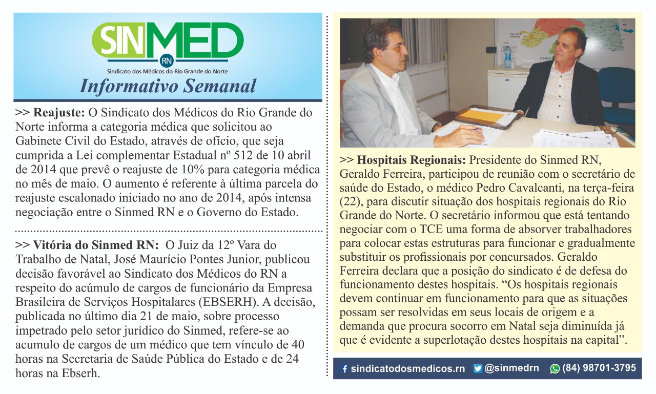 Leia mais sobre o artigo Confira os destaques da semana na coluna do Sinmed