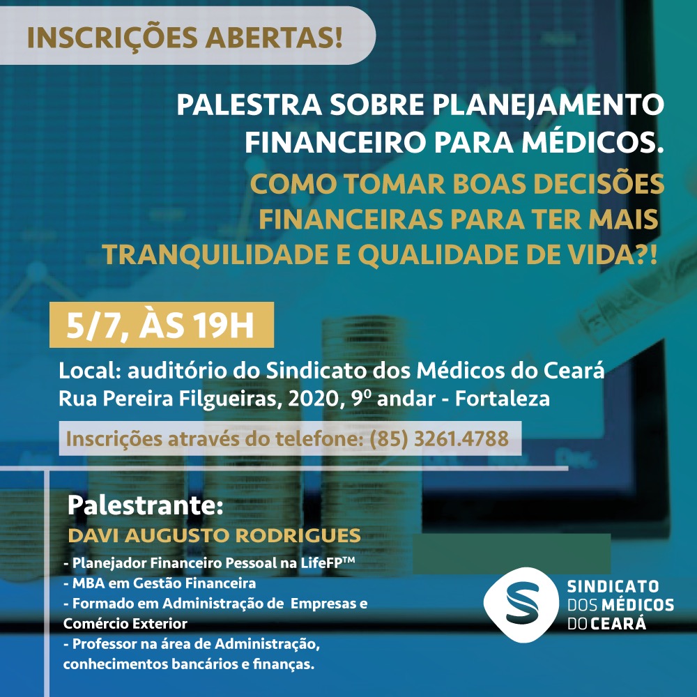 Leia mais sobre o artigo Saúde Financeira: Sindicato abre inscrições para palestra sobre planejamento financeiro para médicos