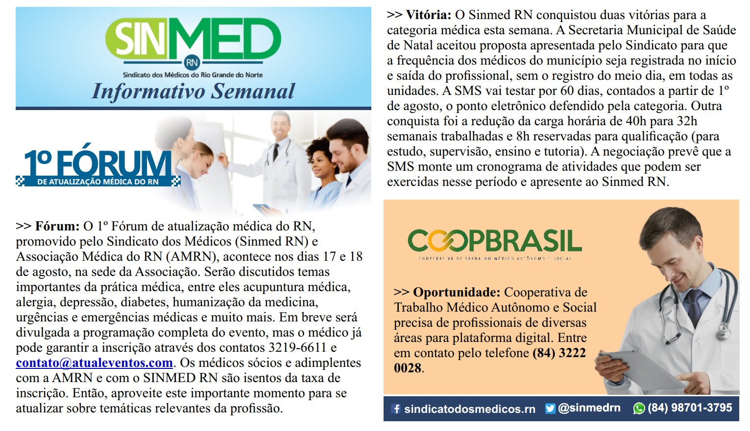 Leia mais sobre o artigo Confira a Coluna do Sinmed RN desta semana