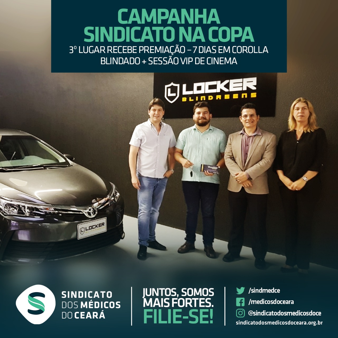 Leia mais sobre o artigo Campanha Sindicato na Copa: 3º lugar recebe premiação – 7 dias em Corolla blindado + Sessão VIP de Cinema