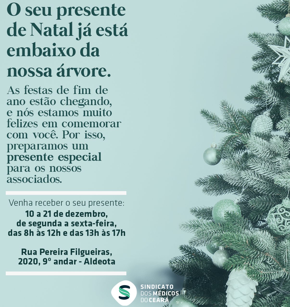 Leia mais sobre o artigo Sindicato convida médicos associados para receberem presente de Natal, de 10 a 21 de dezembro