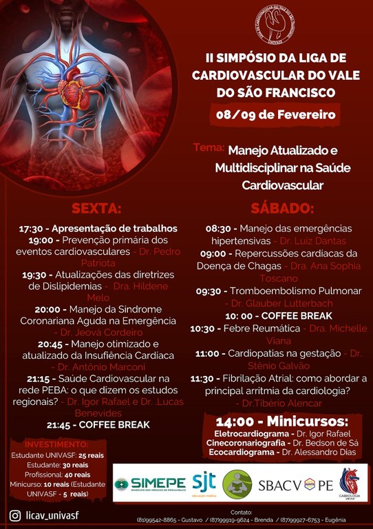 Leia mais sobre o artigo Univasf realizará II Simpósio da Liga de Cardiovascular do Vale do São Francisco