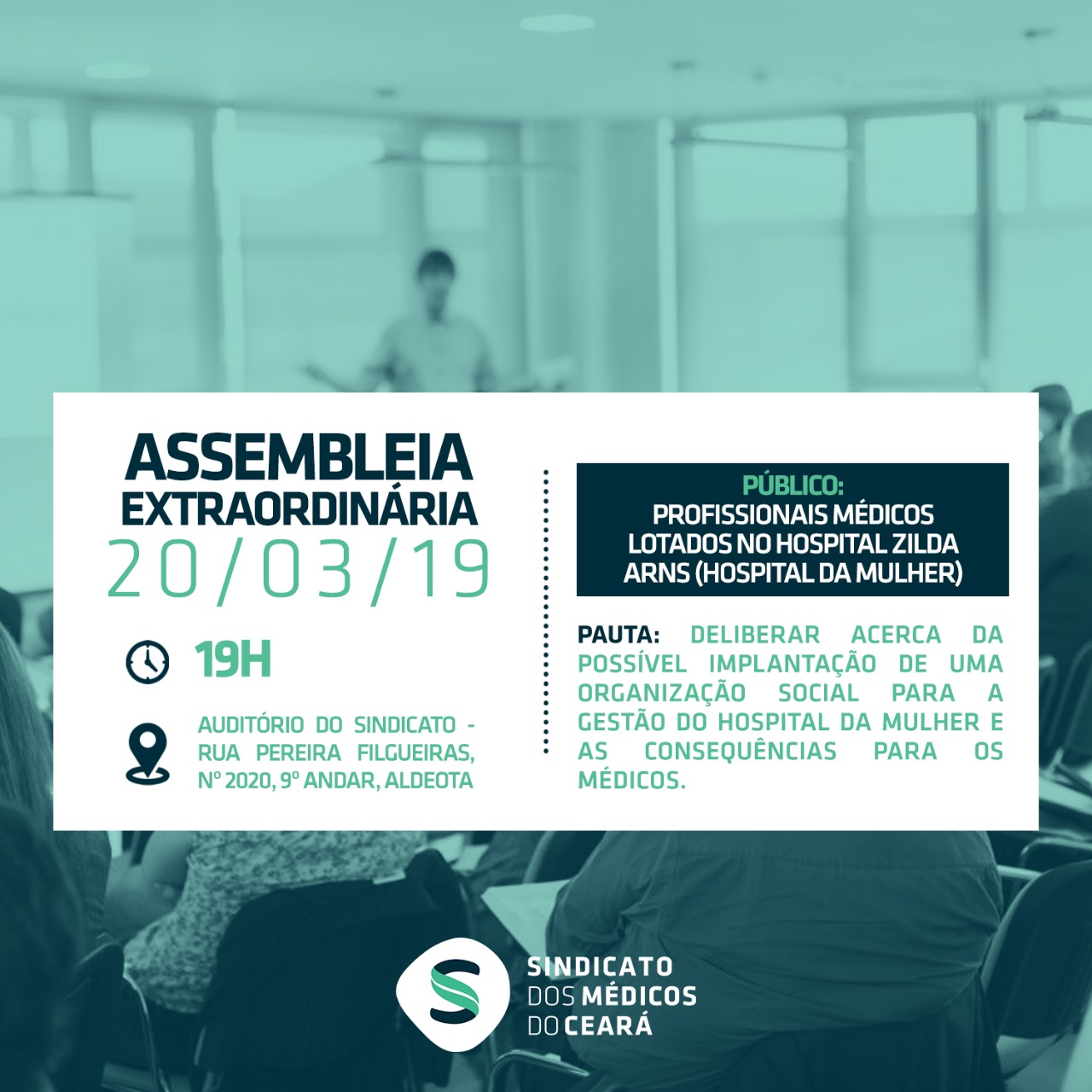 Leia mais sobre o artigo Médicos lotados no Hospital da Mulher são convocados para Assembleia Geral Extraordinária