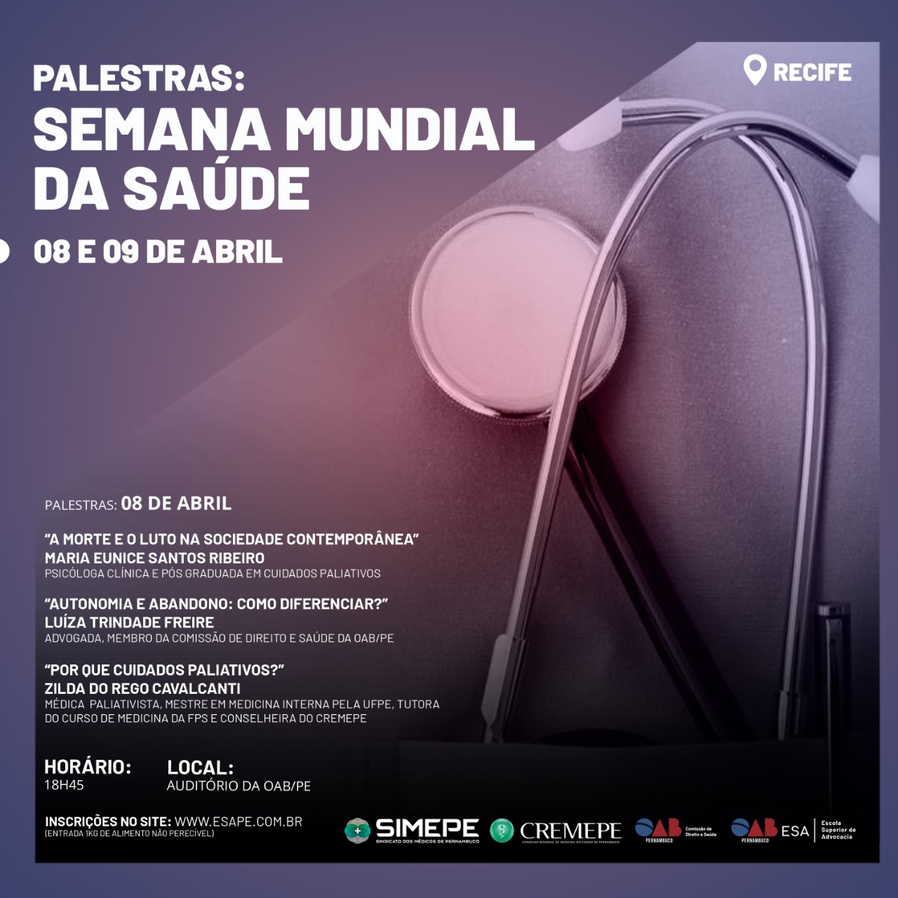 Leia mais sobre o artigo Simepe, Cremepe e OAB/PE promovem palestras na Semana Mundial de Saúde