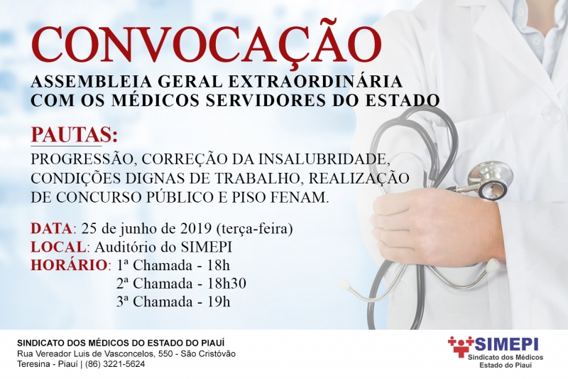 Leia mais sobre o artigo Convocação aos médicos servidores do Estado do Piauí