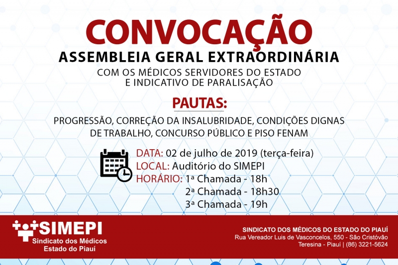 Leia mais sobre o artigo Convocação aos médicos servidores do Estado do Piauí