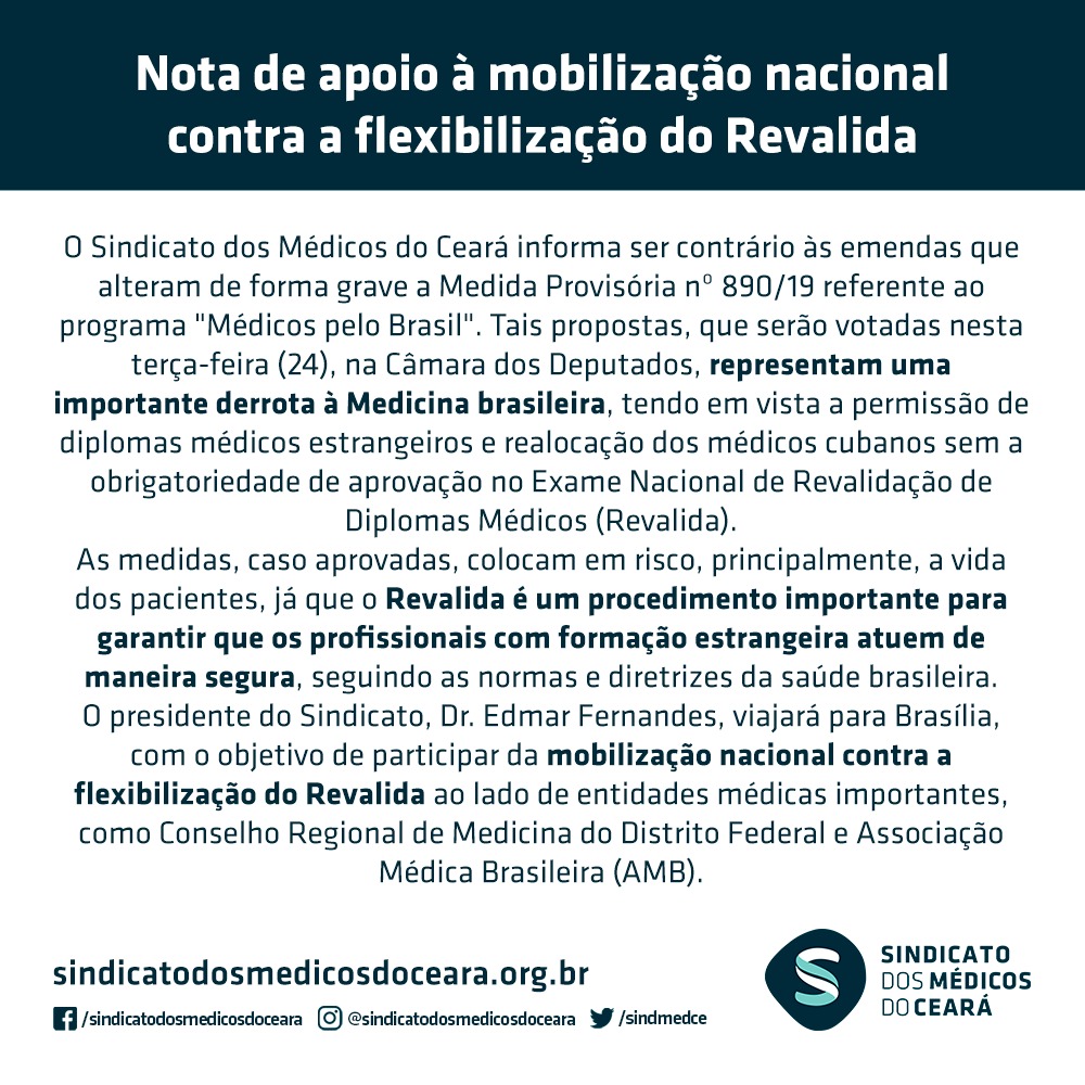 Leia mais sobre o artigo Nota de apoio à mobilização nacional contra a flexibilização do Revalida