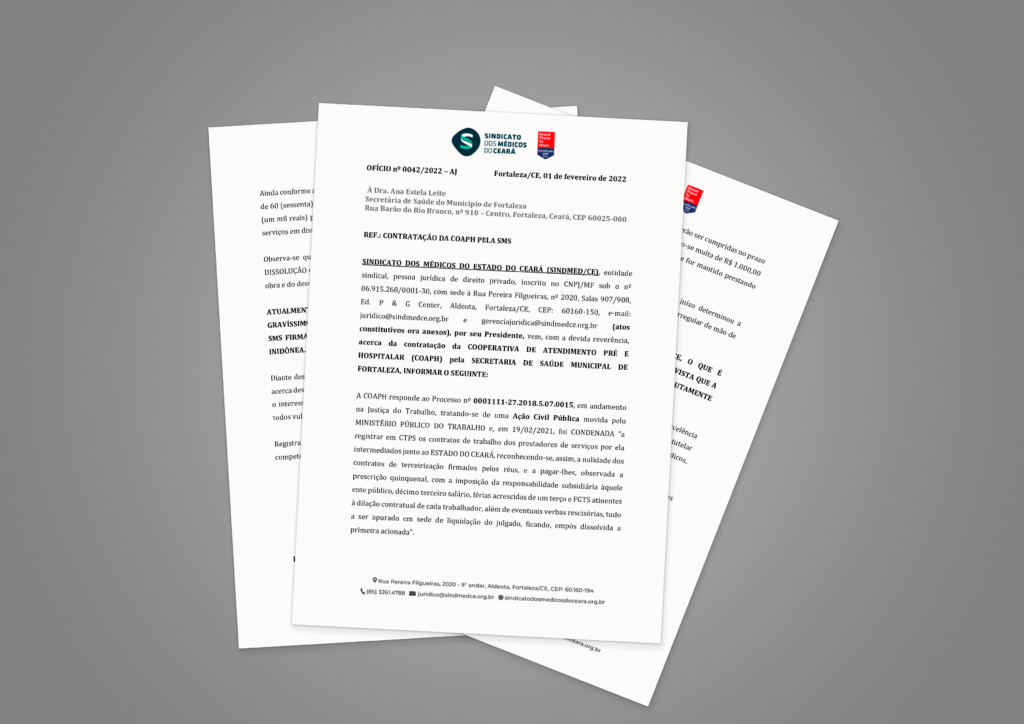 Leia mais sobre o artigo CE: Sindicato denuncia que SMS firmou contrato com cooperativa inidônea e condenada à dissolução